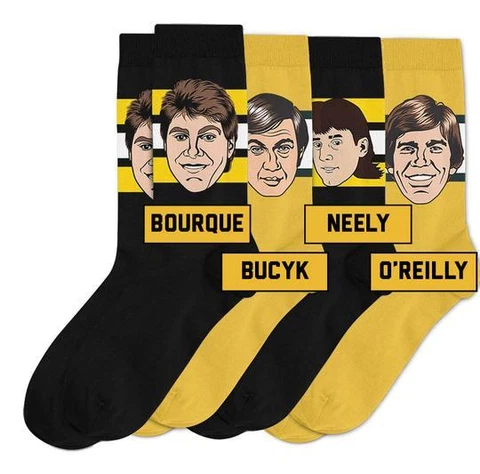 O'Reilly Buyck Neely Bourque Boston Bruins Sockey Hall Of Fame Socks - 4 Pairs Cover