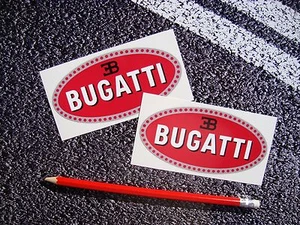 2 X OVALE BUGATTI AUFKLEBER KLASSISCH F1 SUPERCAR LE MANS TOP QUALITÄT