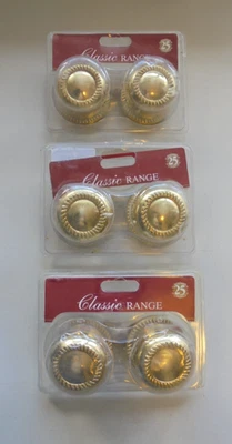 Classic Georgian style mortice  solid brass door knobs x 3 pairs. - Image 1 of 4