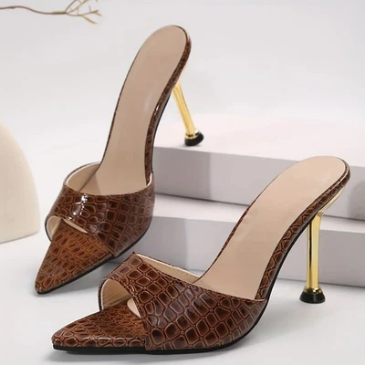 Glamorous High Heel Sandals-Chic Slip-On Stilettos with Pointy Peep Toe Fashion - Изображение 1 из 4