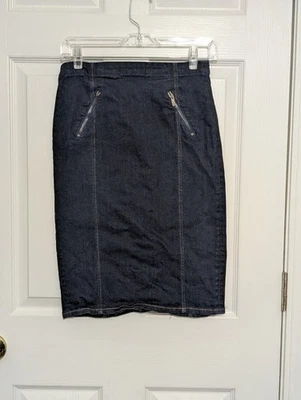 Polo Ralph Lauren Womens Blue Denim Stretch Back Slit Straight & Pencil Skirt 2 - Image 1 of 4