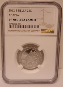 2012-S ATB Acadia Silver Quarter NGC PF70 Ultra Cameo - Picture 1 of 8