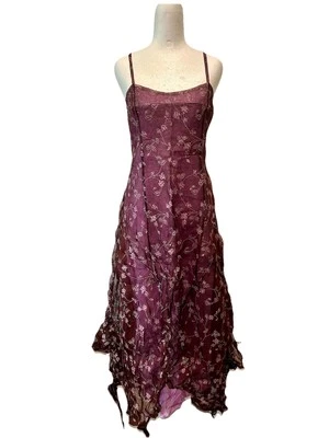 Vestido longo novo com etiquetas Antik Batik roxo florido enrugado M médio - Imagem 1 de 4