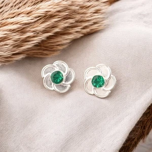 Chromdiopsid Edelstein 925 Sterling Silber Schmuck Ohrstecker 0,5" für Frau - Bild 1 von 6