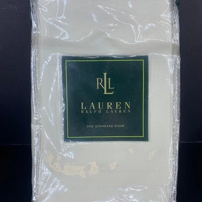 Lauren Ralph Lauren Standard Sham 1 pieza 20"x26" Indochine lino azul crema nuevo Foto 1 de 4
