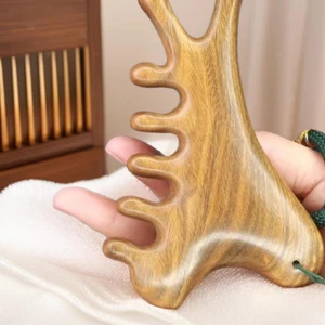 Holzmassagekamm, glatter Kopf, fürsorglich, tragbar, für Frauen/Männer, - Picture 1 of 7