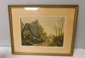 Defarriet: Vintage Framed Print 'At Dusk' Signed in Pencil Vintage Frame 15x19 - Picture 1 of 7