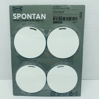 One 4-Pack of IKEA SPONTAN 701.594.83 White Magnet Round 2.25" Diam. 12571 NEW - Image 1 of 4