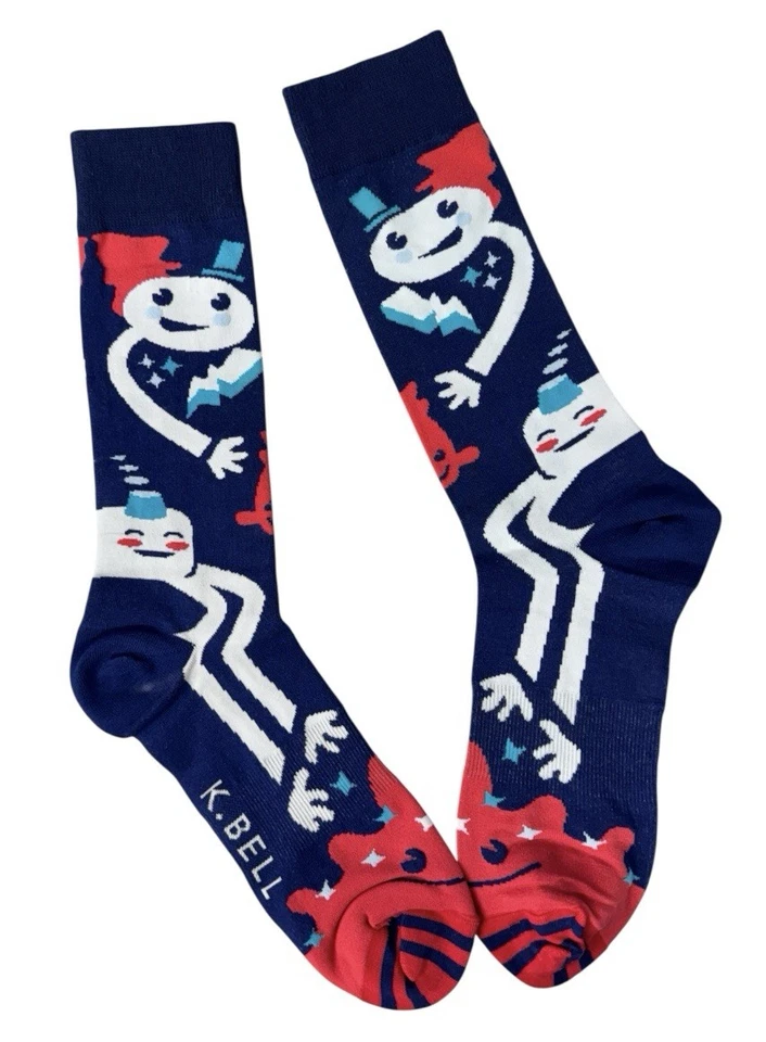 New K Bell Brand Men’s PATRIOTIC Crew Socks RED, WHITE & BLUE - Image 1 of 1