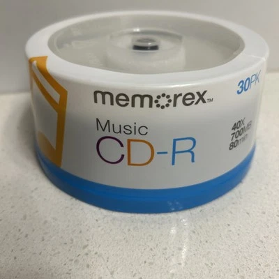 New Memorex 15404001 Music CD-R DA 80 Minutes 700 MB 40x Sealed 30 Pack - Image 1 of 4