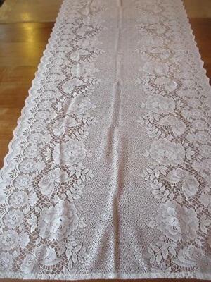 Rideau N°89 écru fleurs dentelle 64 x 165 cm  vintage - Photo 1/4