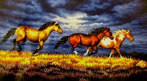 DIMENSIONES Colección Oro THUNDER RIDGE Kit Punto de Cruz Contado Caballos RARO CS - Imagen 1 de 3