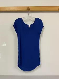 Bongo Womens Blue Cap Sleeve Fluid Rayon Tunic Short Dress Side Zippers Small - Picture 1 of 7