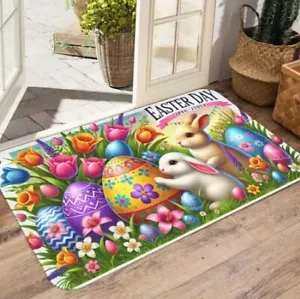 Easter Welcome Door Mat Bunny Tail Spring Floor Mat Indoor Outdoor Entrance Bath - Picture 1 of 1