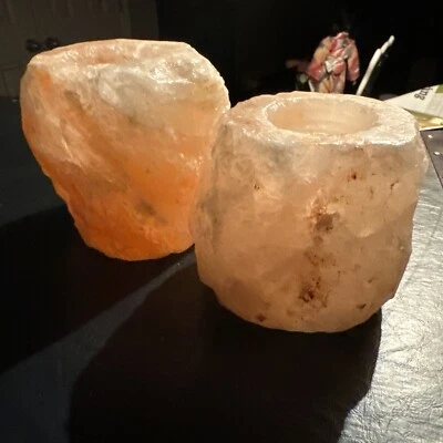 Himalayan Salt Candle Holder, Comes With 2 LED candles. - Image 1 of 4