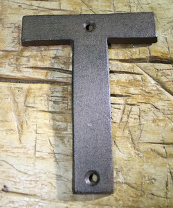 Cast Iron Industrial LETTER T Sign Rustic Brown 5" tall Alphabet  - Picture 1 of 1