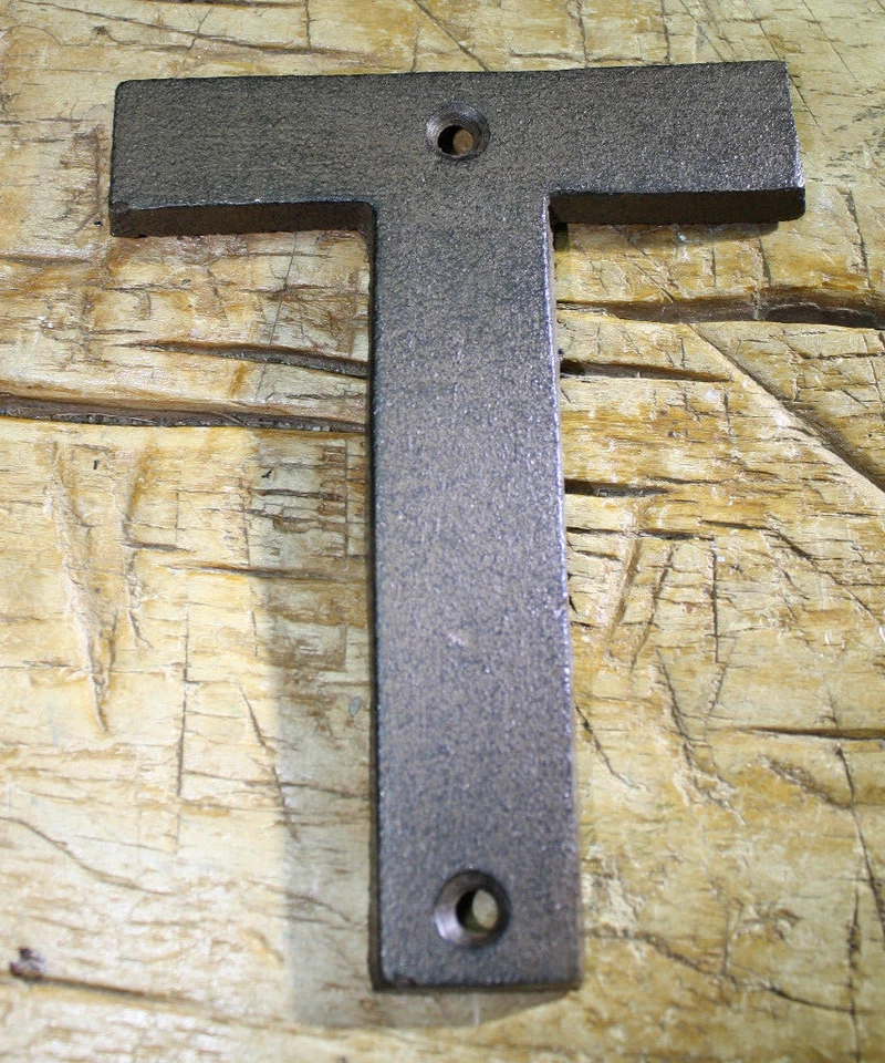 Cast Iron Industrial LETTER T Sign Rustic Brown 5" tall Alphabet  - Image 1 of 1