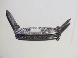 + Couteau, canif 1900 en argent massif et acier + - Imagen 1 de 5