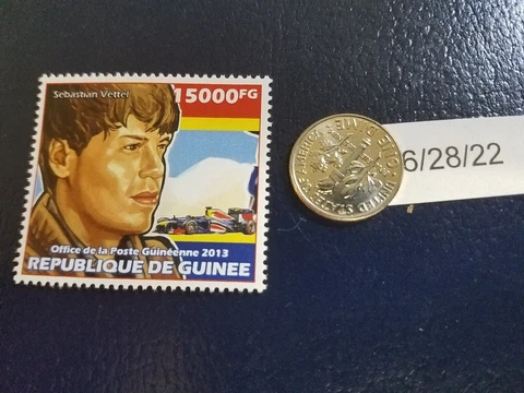 Sebastian Vettel Race Car Driver 2013 Republique De Guinee Perforated Stamp (c) Cover