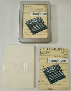 Set (10) Vintage Cavallini & Co. Schreibmaschine Notizkarten mit Umschlägen in Blechdose - Bild 1 von 2