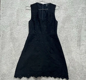 Theory Dress Women's 0 Black Jemione Lace Embroidered V-Neck Sleeveless Back Zip - Picture 1 of 18