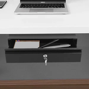 Slide Out Cabinet Drawer Pull Out Under Desk Drawer For Office With Lock Black - Picture 1 of 15