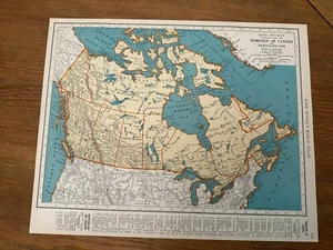 Antique 1937 Rand-McNally Map Of Canada 13”x10.5” Atlas Makenzie - Picture 1 of 6