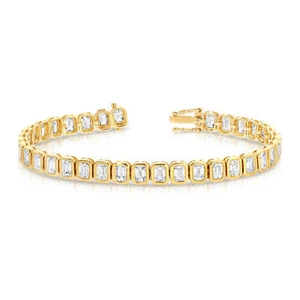 5.80ct Emerald Cut Lab Grown Diamond GIA VS1 10kt solid gold Tennis bracelet - Picture 1 of 9