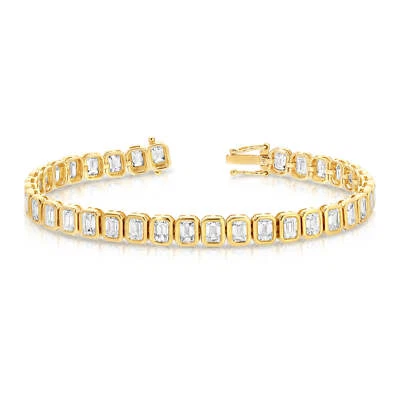 5.80ct Emerald Cut Lab Grown Diamond GIA VS1 10kt solid gold Tennis bracelet - Image 1 of 4