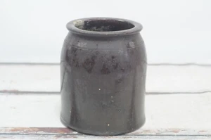 Jarro de gres antiguo/vintage batido de mantequilla marrón esmaltado 1 galón primitivo - Imagen 1 de 9