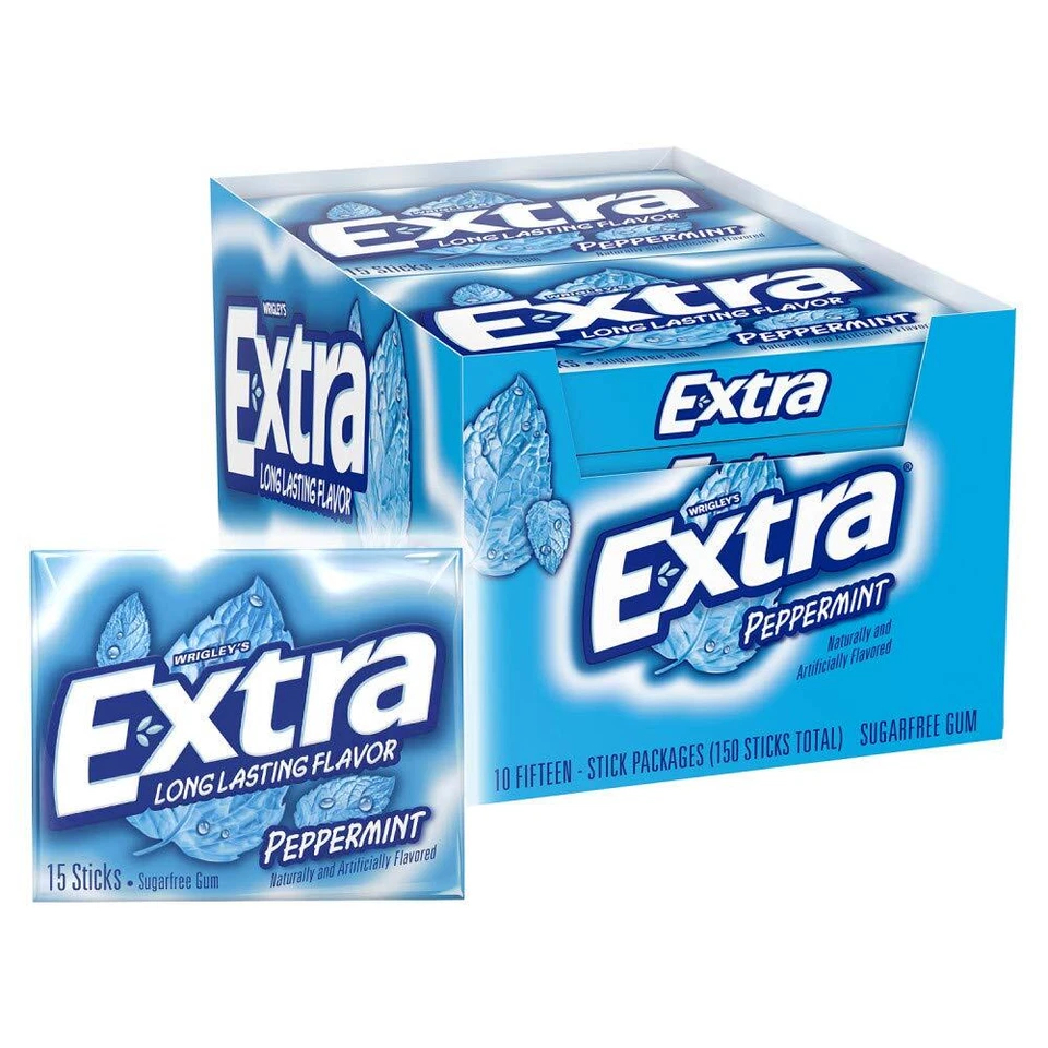Extra Peppermint Sugarfree Gum 15 Count (pack of 10)