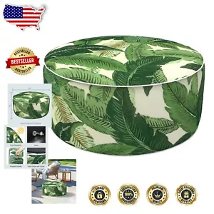 Portable Round Inflatable Ottoman for Indoor/Outdoor Use - Tropical Footrest - Picture 1 of 11