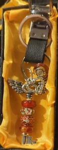 NEW SILVER CHARM HOLDER Clip Keychain 4 Murano 1 Pandora OS Bead lot09 see pic - Picture 1 of 5