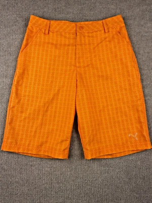Puma Youth Golf Casual Shorts , Vibrant Orange, Checkered  Size XL 21" - Image 1 of 4