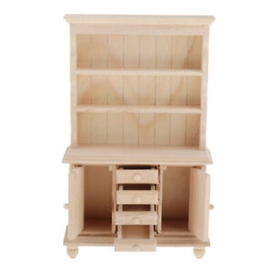 Puppenmöbel Mini Holzschrank Bücherregal mit Schubladen für 1/12 Puppenhaus