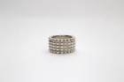 Solid Studded Sterling Silver Ring, Size 6 - 13.8 Grams
