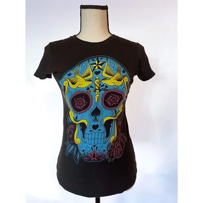 Iron Fist Tee Shirt | Sugar Skull Graphic Print Short Sleeve - Image 1 of 4