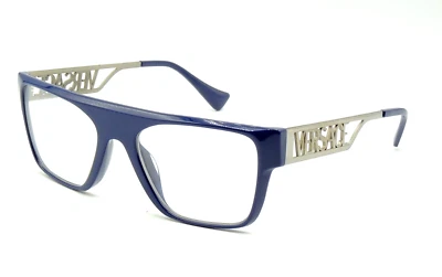 New VERSACE Eyeglasses MOD 3326-U 911 53-19 145 Blue & Silver Rectangular Frames - Image 1 of 4