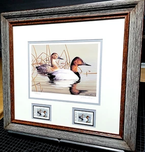 Stampa timbro Robert Hautman 1999 Texas Waterfowl Duck con doppi francobolli - incorniciato - Foto 1 di 5