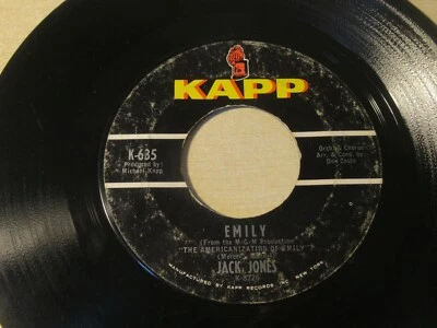 JACK JONES DEAR HEART EMILY 45 RPM KAPP K-635 HIGHER GRADE 60'S JAZZ POP STAGE - Image 1 of 2