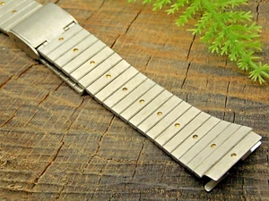 Vintage NOS 18mm Sliding Clasp 2 Tone Stainless Steel Watch Band Long Bracelet - Picture 1 of 5