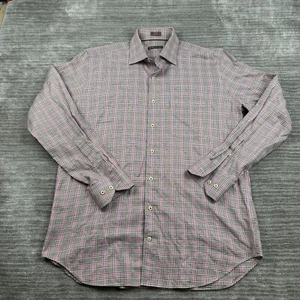 Peter Millar Shirt Mens Large Purple Plaid Button Up Long Sleeve Casual Cotton - Picture 1 of 10