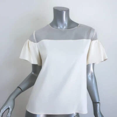 Alexis Top Manga Lazo Blanco Organza y Crepé Talla Pequeña NUEVO Foto 1 de 4