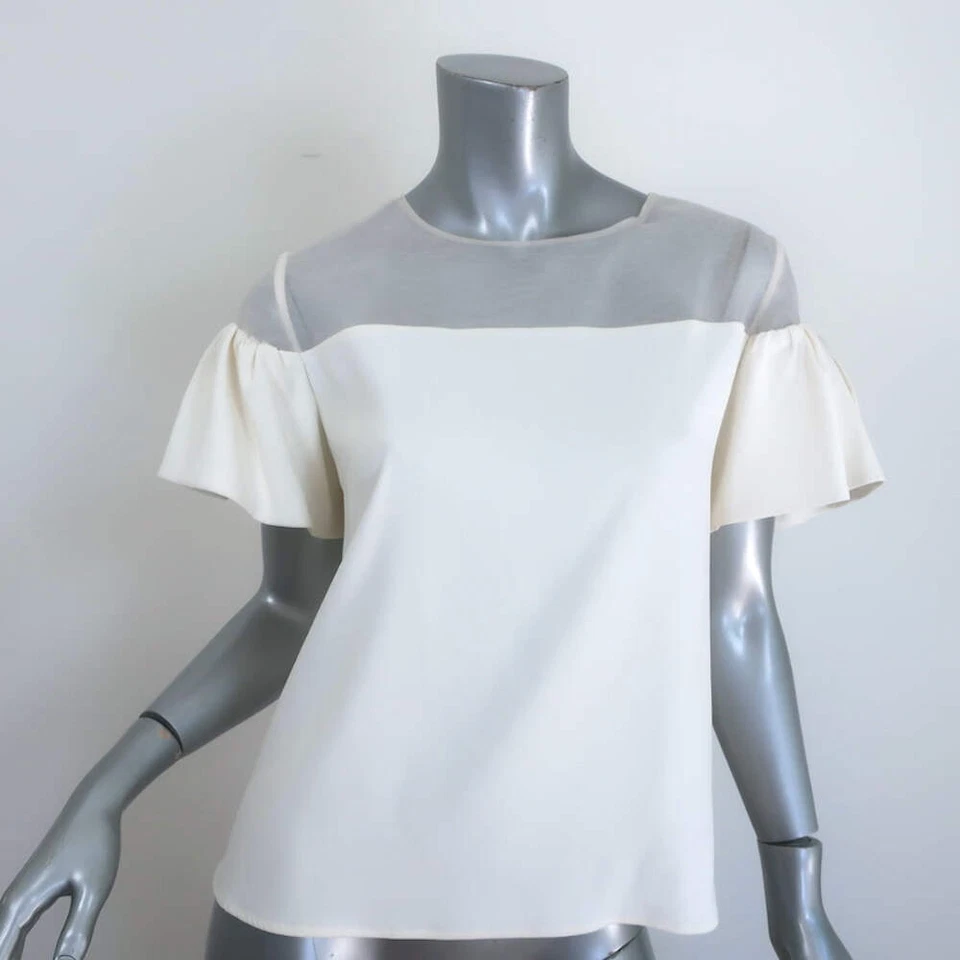 Alexis Top Manga Lazo Blanco Organza y Crepé Talla Pequeña NUEVO Foto 1 de 4