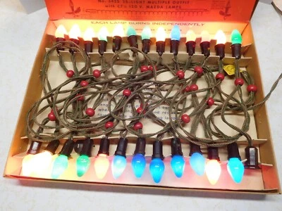 Vintage 25 Working Noma Christmas Lights RedWood Rings in Original Festive Box A - Image 1 of 4