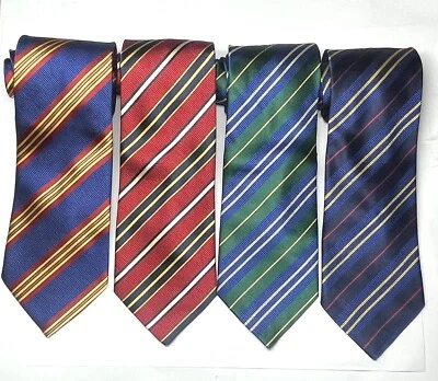 (4) Corbatas de cuello a rayas Dunhill para hombre todas 3,75” x 56” hechas en Inglaterra 75 % seda nuevas sin etiquetas Foto 1 de 4