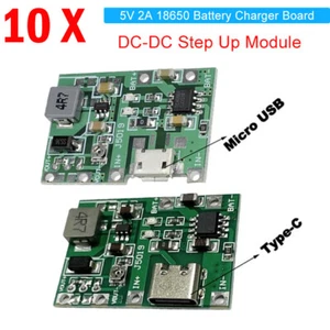 10PCS Micro USB/Type-C 3.7V Lithium Battery Charger Module Boost Step Up 5V 9V - Picture 1 of 16