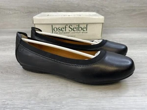 Josef Seibel Women's Ballet Flat 7.5 Black Leather Comfort Arch Support Shoes - Picture 1 of 11