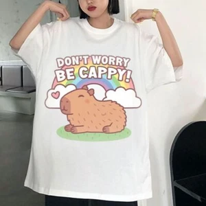 Letter Capybara Printed T-shirt Animal Men's Printed Shirts Girls/Boys - Picture 1 of 12