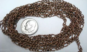 PENDANT Chain Figaro link chain bulk 5ft 6mm large link antique copper pl PCH013 - Picture 1 of 3